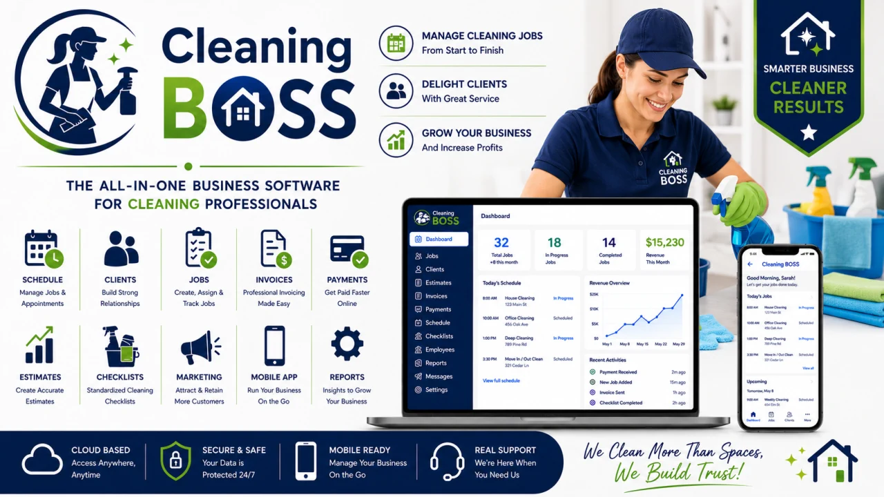 Cleaning Business Software | Cleaning BOSS Cleaning business software dashboard by Cleaning BOSS