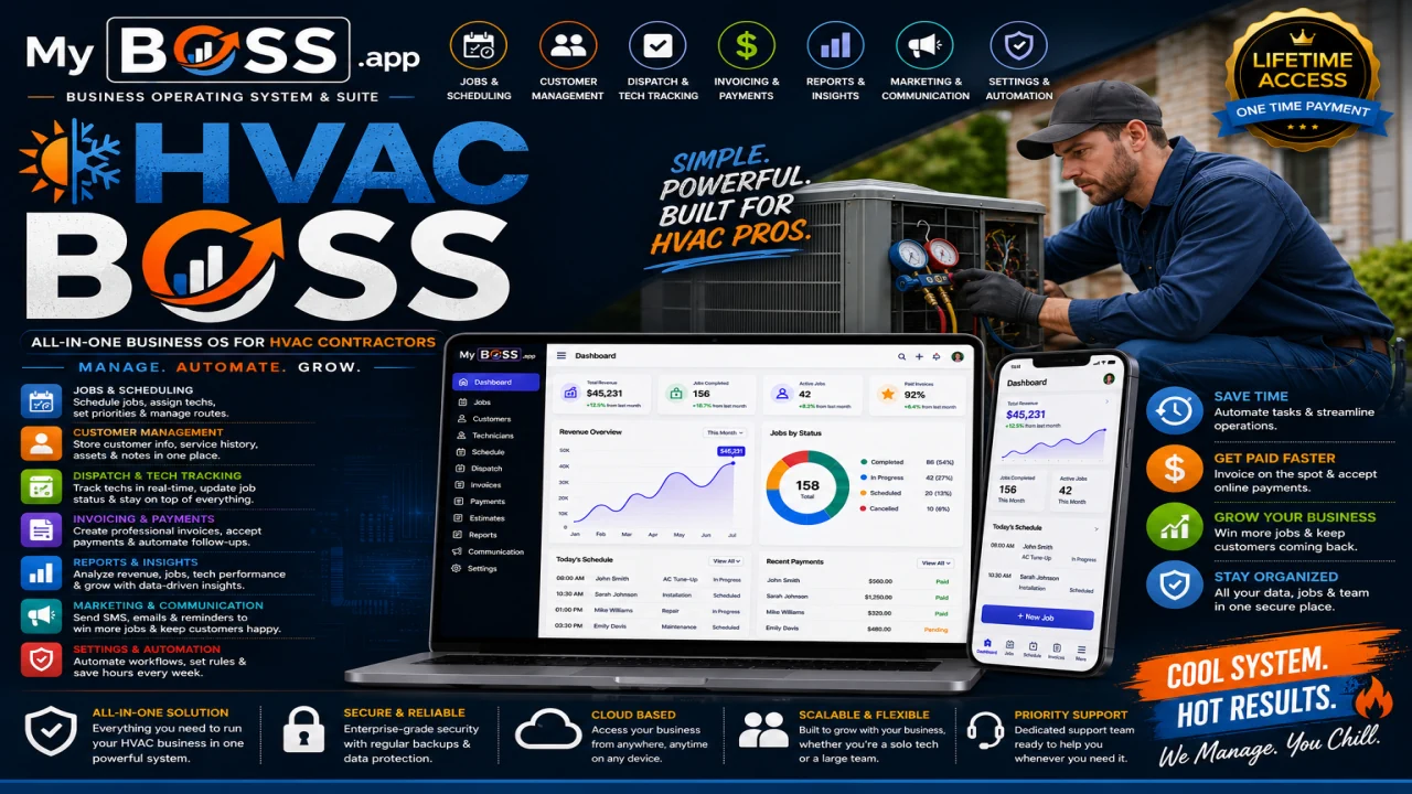 HVAC Business Software | HVAC BOSS HVAC business software dashboard by HVAC BOSS